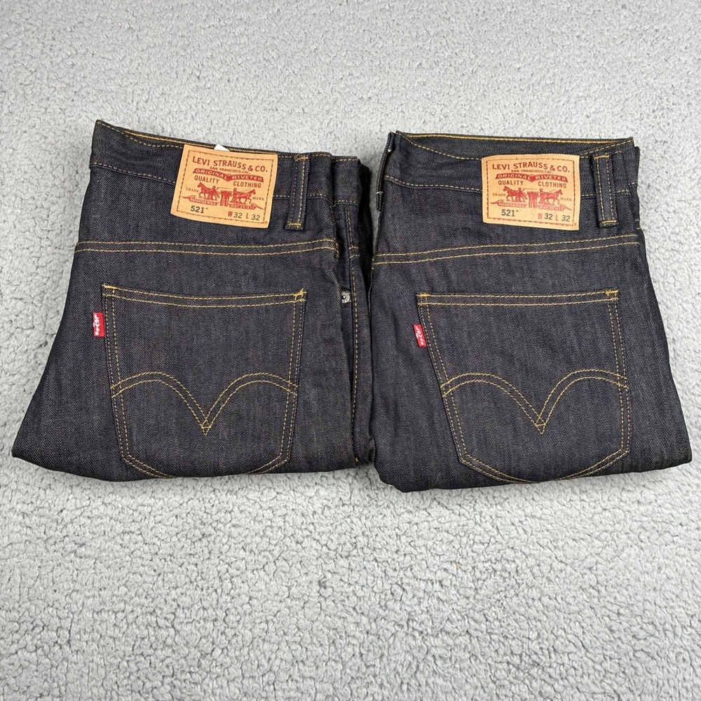 Lot of 2 Levi's 521 Slim Taper Jeans Men's 32x32 Dark Wash Misprint NWT